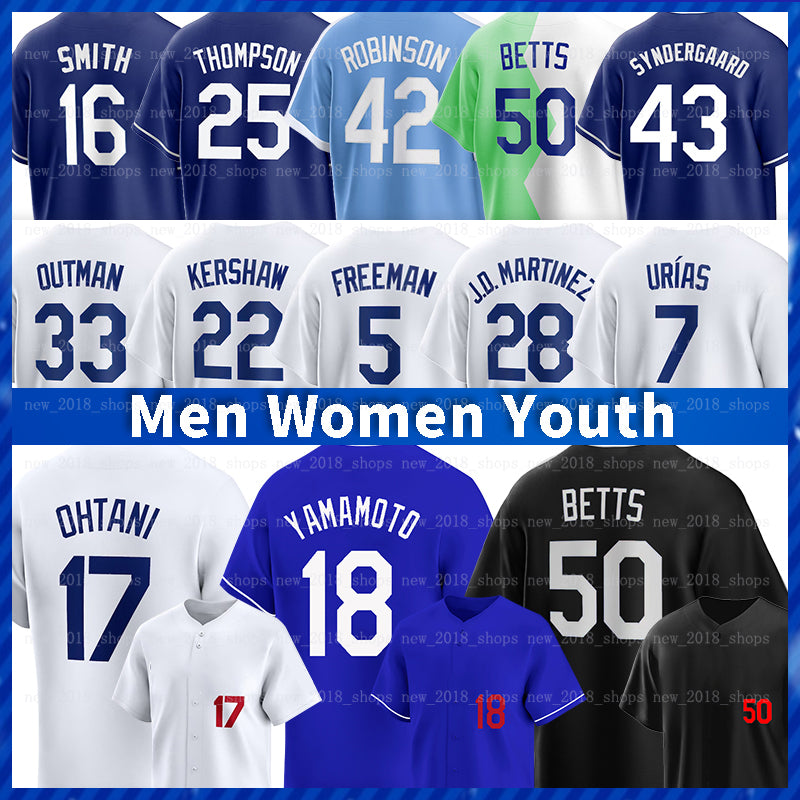 17 Shohei Ohtani Dodgers Baseball Jersey Yoshinobu Yamamoto Mookie Betts Clayton Kershaw Freddie Freeman Martinez James Outman Enrique Hernandez Wil