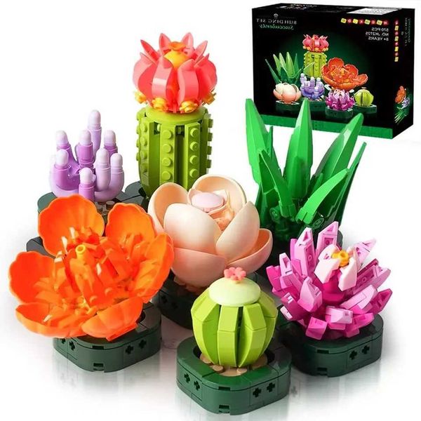HOGOKIDS Succents Plants Bonsai Building Sets-7 Packs Botanical Collection Block Kit for Decor Birthday Xmas Gifts for Kids6+ Z250107