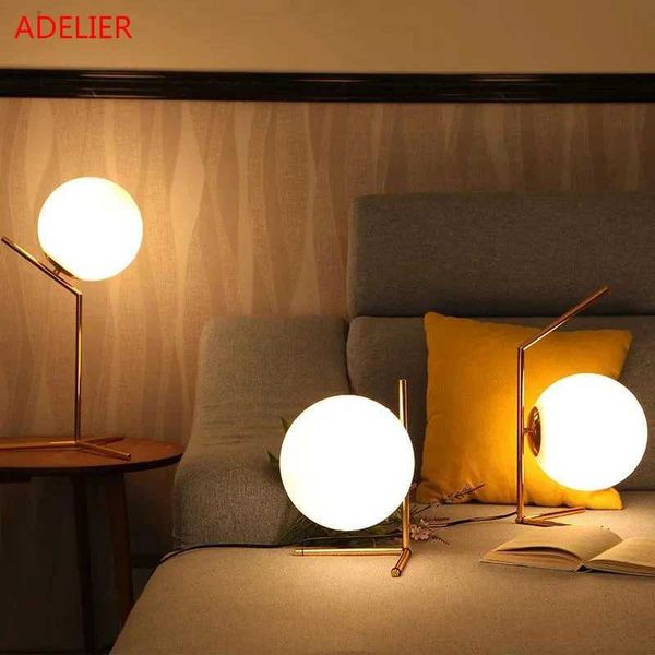 Modern Glass Ball table lamps Gold Nordic Simple Bedroom Bedside Reading Desk Lamp Home Decor E14 LED Table Light Lamparas Z250211