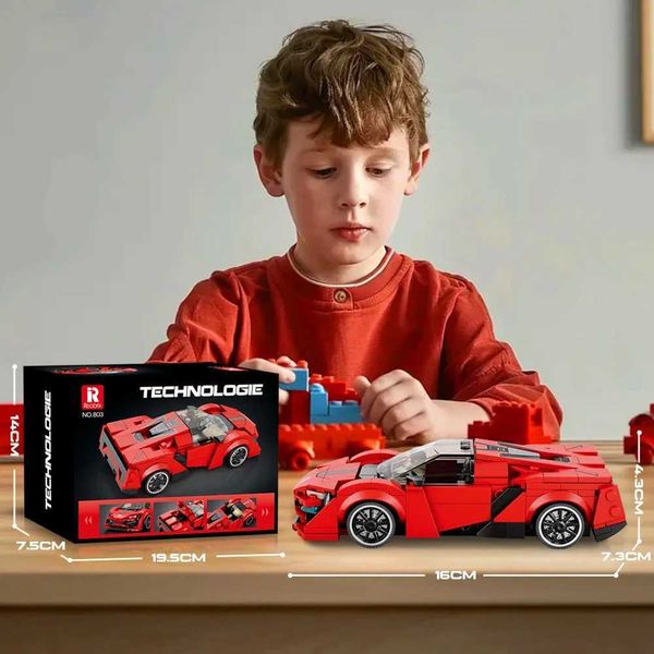301pcs Red Sports Sports Building Block Speed Vehicle Veículo clássico Modelo