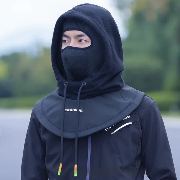 ROCKBROS Winter Cycling Face Mask Women Men Hood Balaclava Warm Windproof Ski Mask Fleece Double Layer Motorcycle Scooter Mask 241212