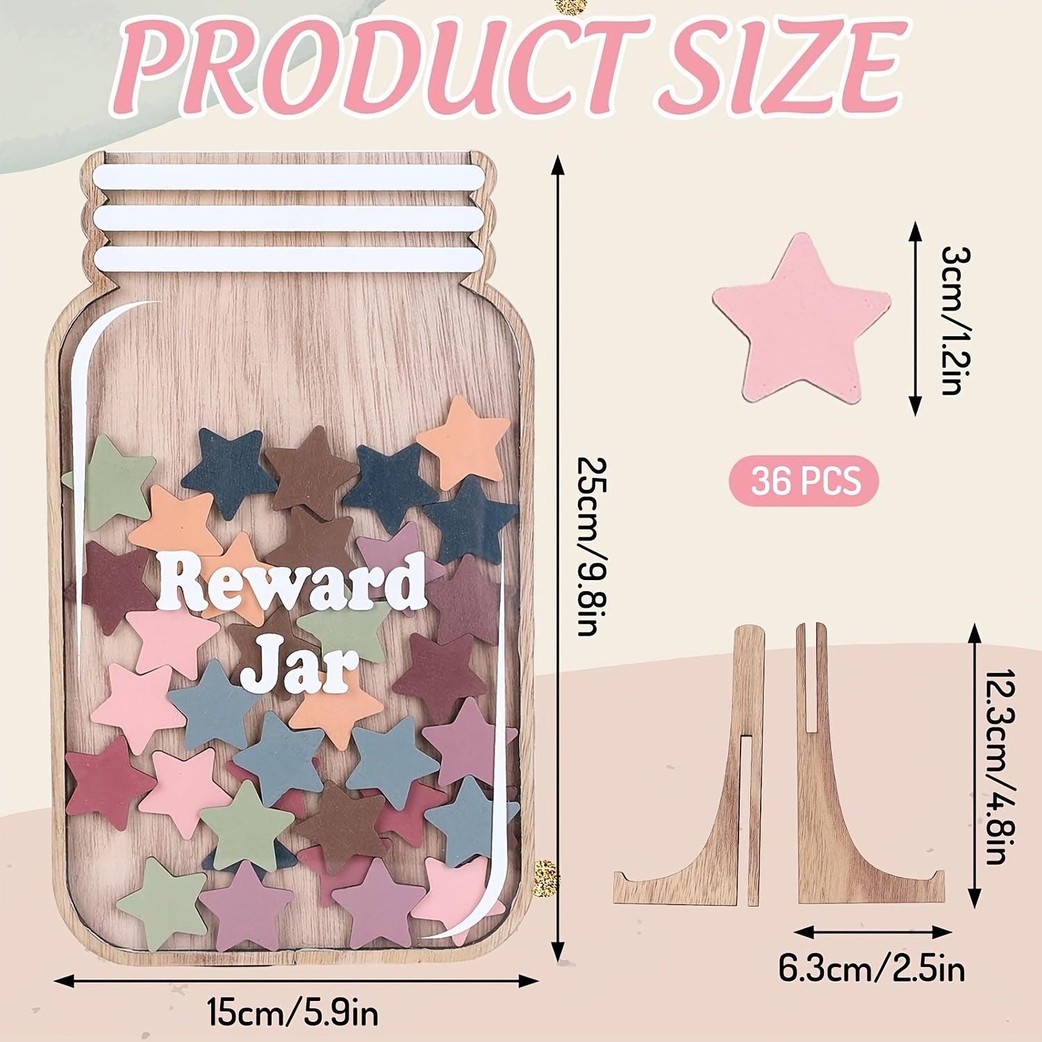 TEMU 36 Star-shaped Reward Jars - Classroom Behavior Table, Pink , Ideal For Teachers & Home Education, Office Desktop Organizer And Decorative