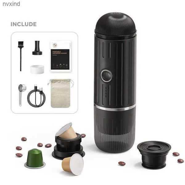 Coffee Makers Portable electric espresso machine with self heating USB-C and car charger 19 bar mini coffee machine for outdoor use y240930