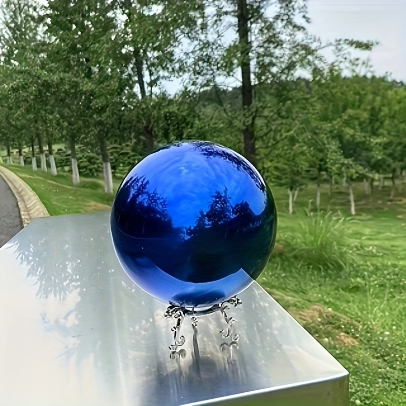 TEMU 1-pack Deep Sphere - Stainless Steel Outdoor Decoration With Floating Reflection, Glossy Pool Ball For Patio, Pond, Christmas, Easter - Modern