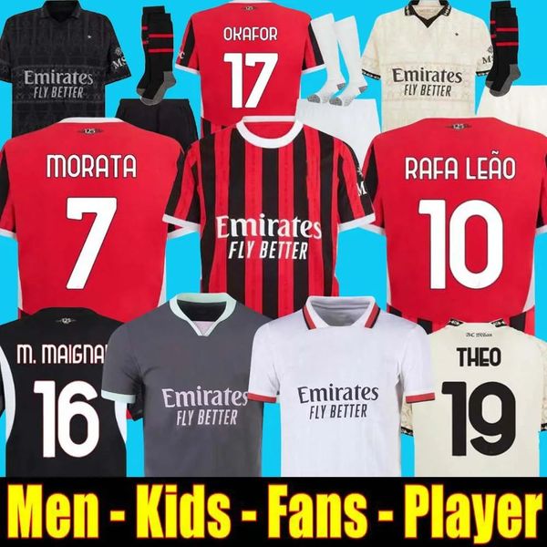 24 25 Maglia S GIROUD Soccer Jerseys 2024 home away 4th PULISIC REIJNDERS ROMAGNOLI RAFA LEAO Football shirts ac uniform fans player men kid