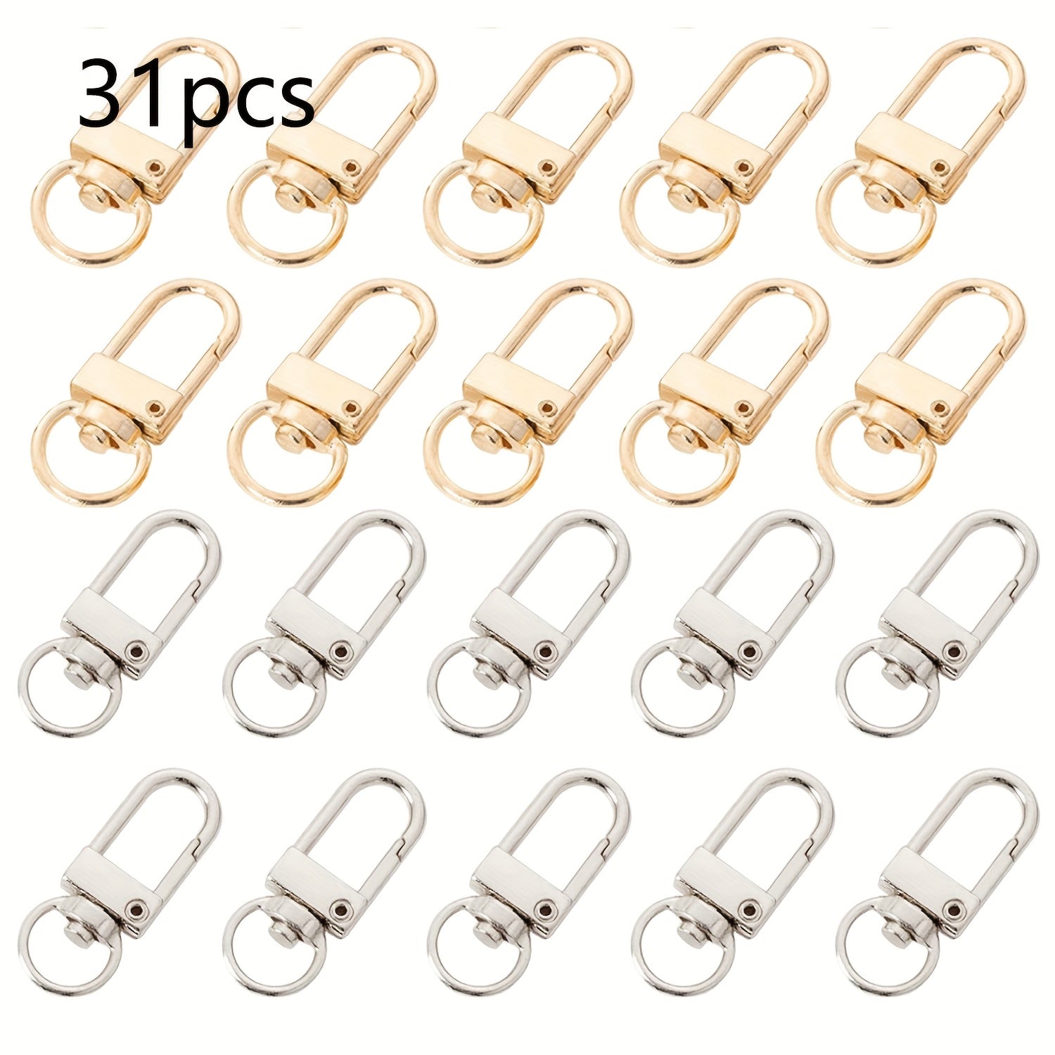TEMU 31pcs Large Lobster , Durable U-shaped Ring, Rotating Spring Keychain Hook, Diy Keychain Making, Pendant Connector Accessories