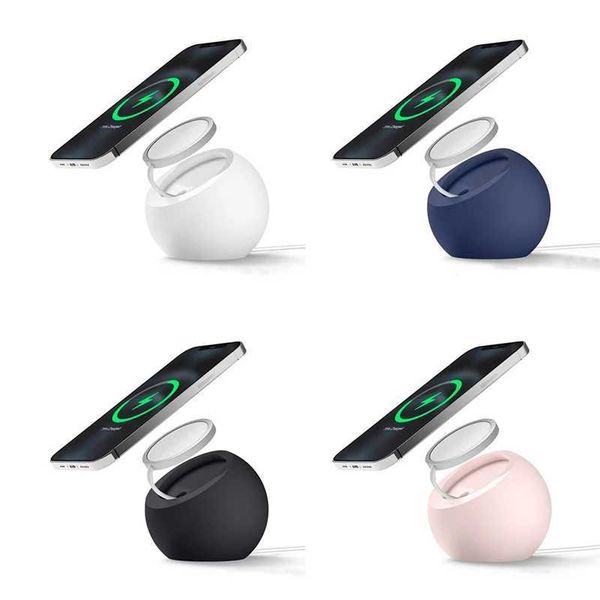 Ball Shape Magnetic Silicone Charging Desk Holder Stand for Magsafe IPhone 15 14 13 Pro Macsafe Charger Dock Station Accessories Y240806