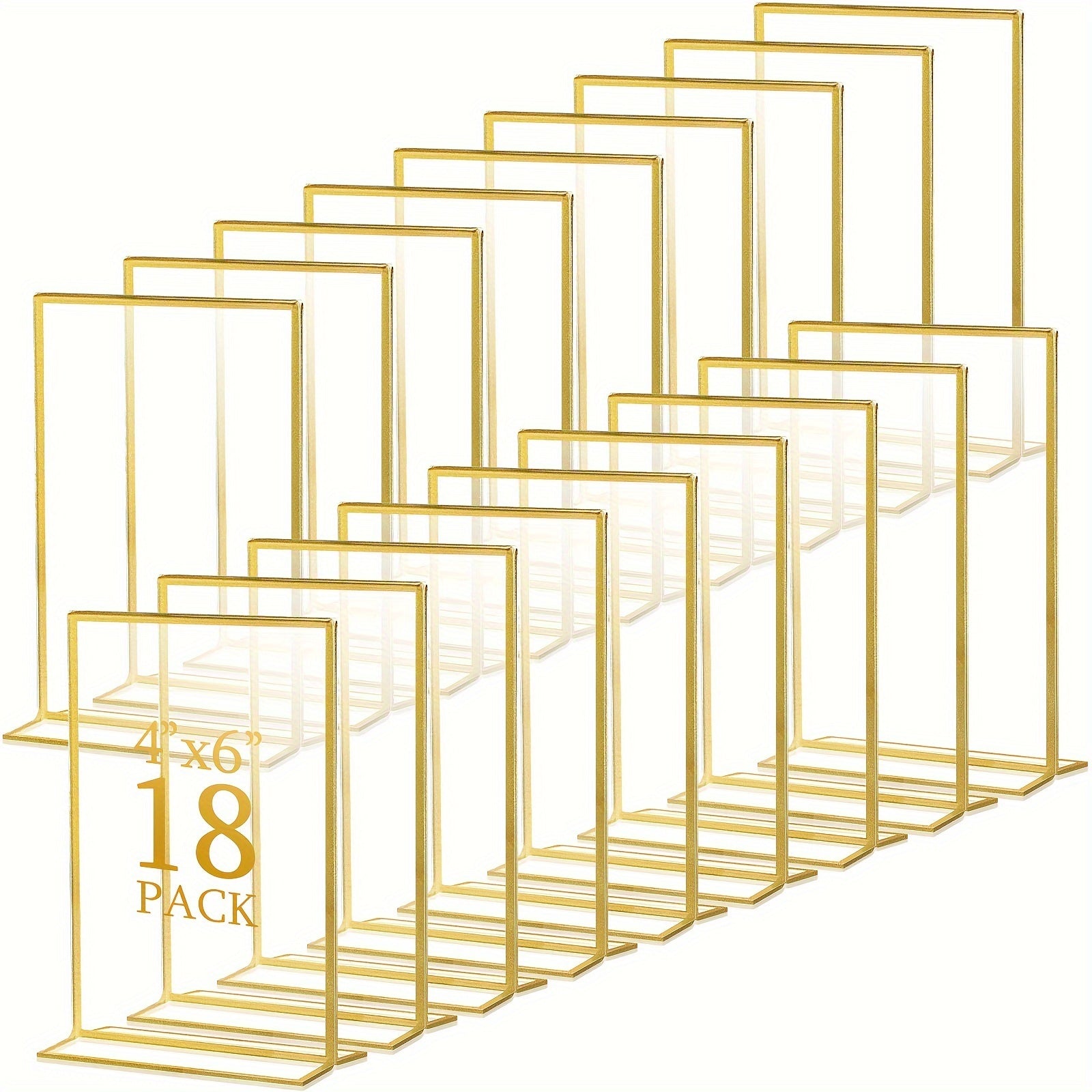 TEMU 18 Pack Frame Acrylic Sign Holder Table Number Holders Wedding Sign Double Sided Picture Vertical Clear Stand For Restaurant Menu Home Photo