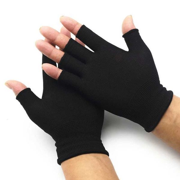 1Pair Black Half Finger Fingerss Gloves for Women and Men Wool Knit Wrist Cotton Gloves Winter Warm Workout GlovesXJ241118