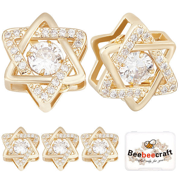 8 Stk. Messing Micro Pave klar Zirkonia Charms