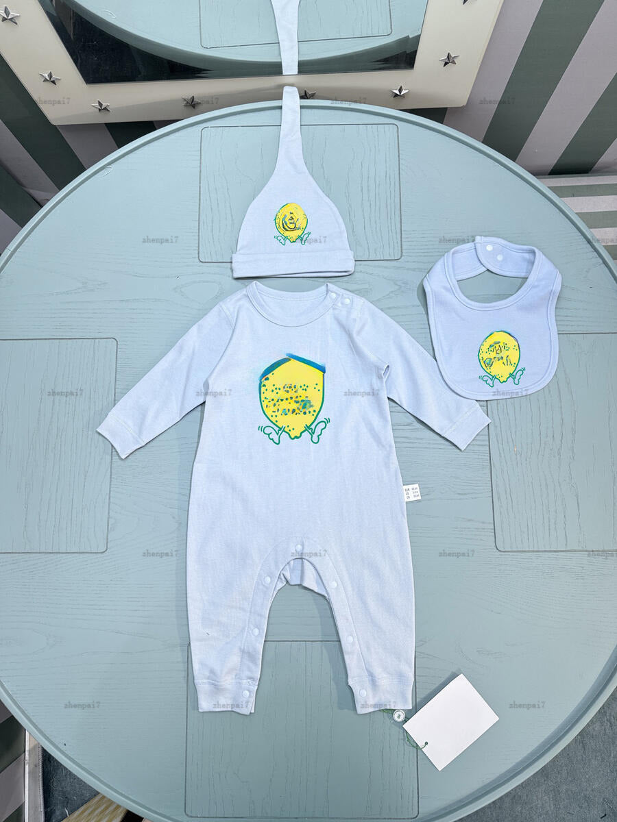 Top newborn bodysuit Cartoon fruit pattern toddler romper designer Baby clothing infant jumpsuits And hat bib A146X04N093