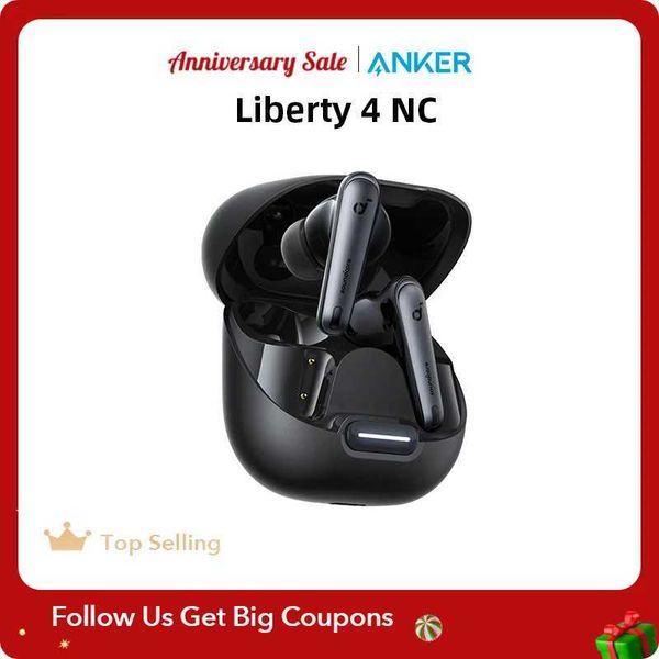 Cell Phone Earphones Soundcore by Anker Liberty 4 NC Wireless Noise Cancellation Earbuds 98.5% Noise Reduction Adaptive Noise Cancellation Q