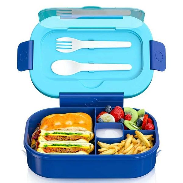 Lunch Box With Cutlery Square Split Microwave Bento Box Leakproof Food Container Hand Washable Kitchen Organizer And Kitch Z250114