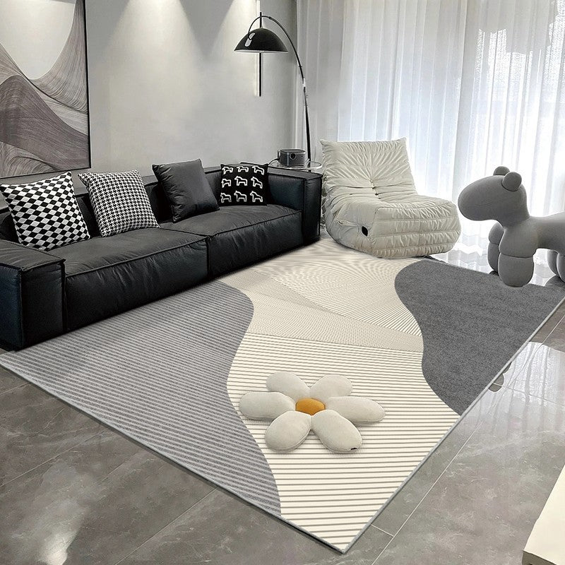 Crystal velvet carpet, living room, modern minimalist cream style, high-end room, light luxury sofa, coffee table, bedroom, bedside mat