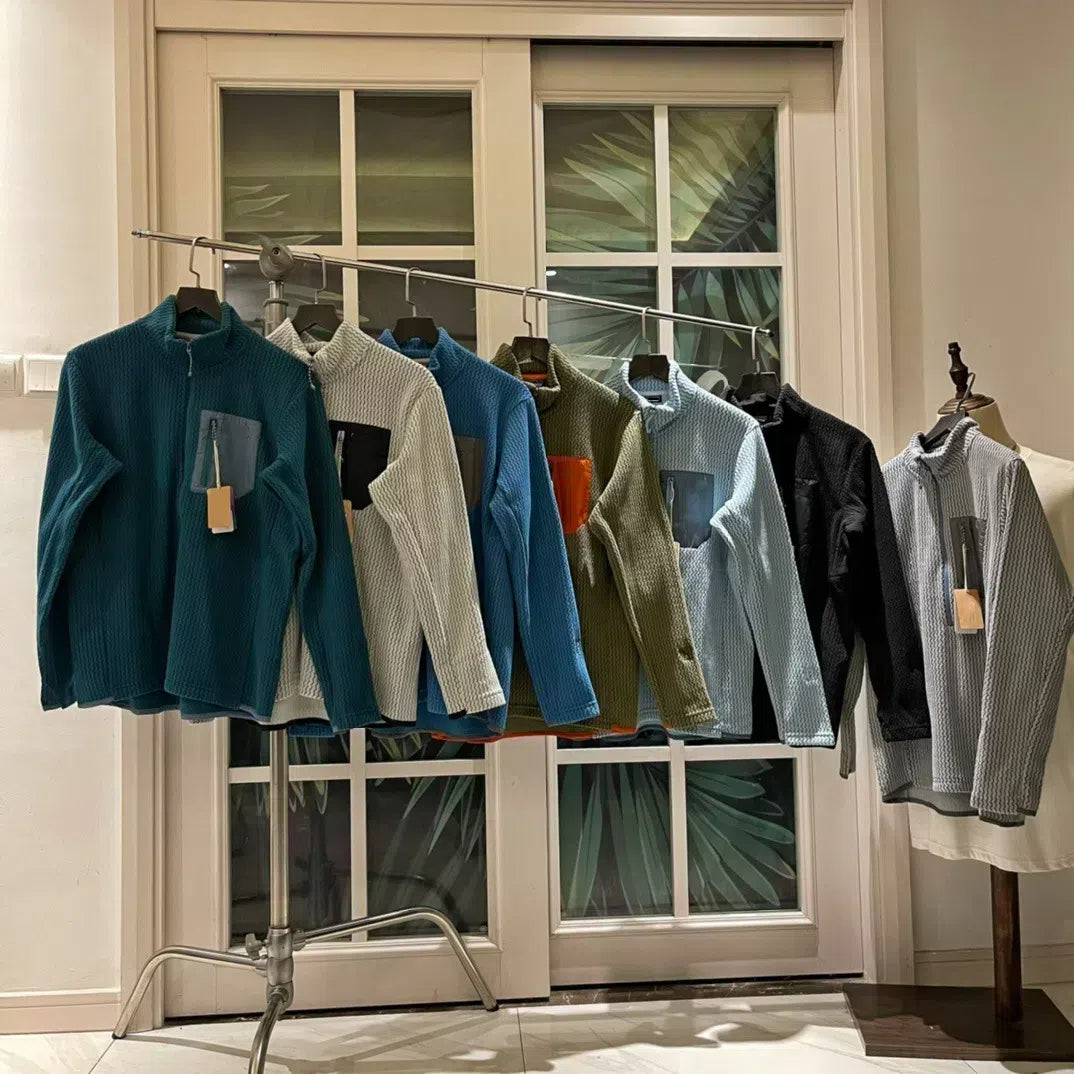 Men&#039;s Outerwear Half-zipper Stand-up Collar Long Sleeve Outdoor Camping Warm Pullover Shirt