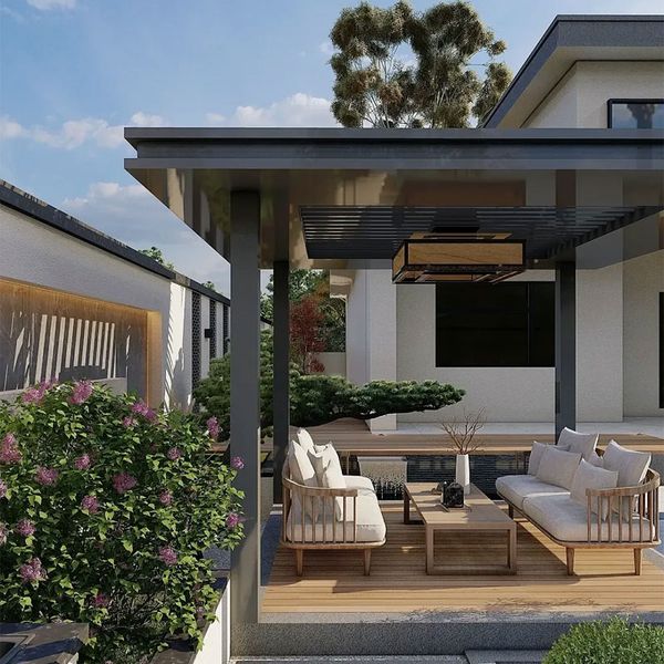 Aluminum pavilion, metal landscape corridor, courtyard awning, outdoor, Chinese, villa, garden, building materials, Fine carving, custom