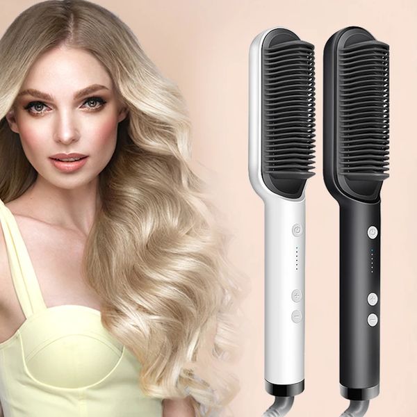 Electric straighten hair brush professional curler straightener comb styler Fast Heating ceramic hair straightener