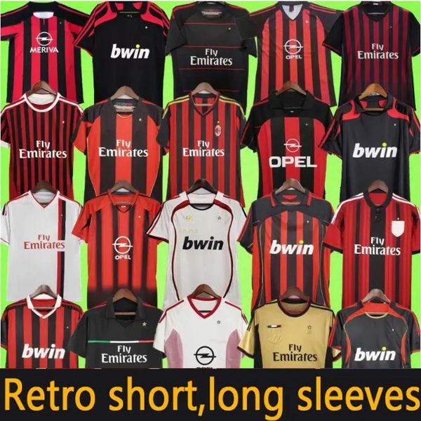 Retro soccer jerseys 95 96 02 03 04 05 06 07 09 AC KAKA MILAN IBRAHIMOVIC WEAH Maldini football shirts 2006 2007 2008 2009 2010 PIRLO BAGGIO