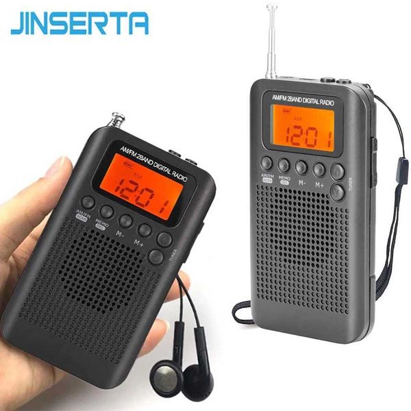 JINSERTA Portable Mini FM-AM Ra Speaker Music Player with Al Clock LCD Digital Display port Battery and USB Powered Z250205