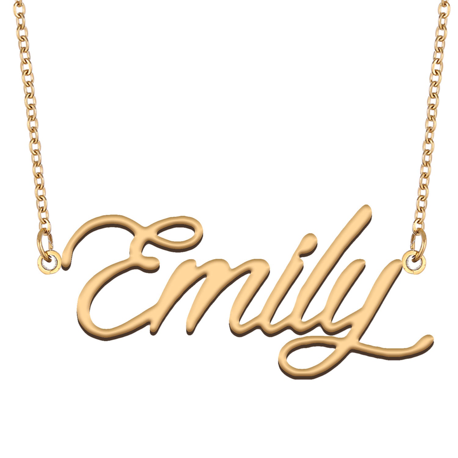 Emily Personalized Name Necklace for Women Stainless Steel Nameplate Necklaces - 18K Gold Plated Minimalist Jewelry Gift for Her
