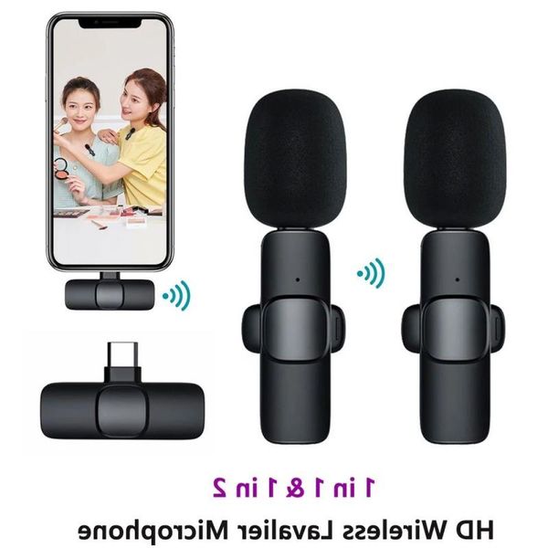 Wireless Portable New Lavalier Microphone Audio Video Recording Mini for iPhone Android Live Broadcast Gaming Phone Mic Qagnp