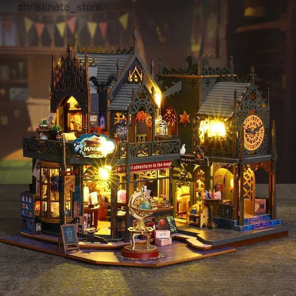 ArchitectureDIY House New Diy Wooden Magic City Casa Doll Houses Miniature Building Kits Dollhouse With Furniture Led Lights For Girls Birt