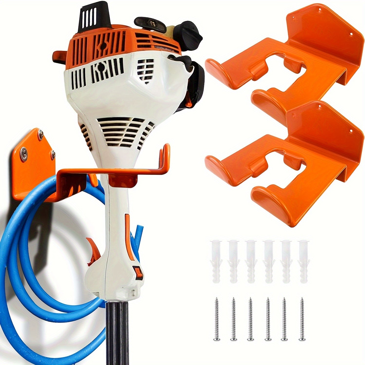 TEMU 1-2 Pack Weedeater Hanger, Wall Mounted Grass Trimmer Rack, Heavy Duty Ladder Hooks For Garage, Garage Organization For Power Tool, Hedge