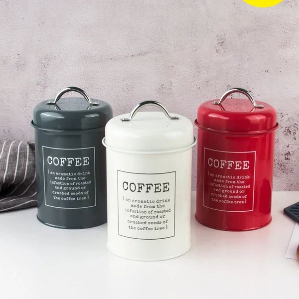 Retro metal kitchen storage jar 12L tea coffee sugar food container sealed biscuit supplies w240826