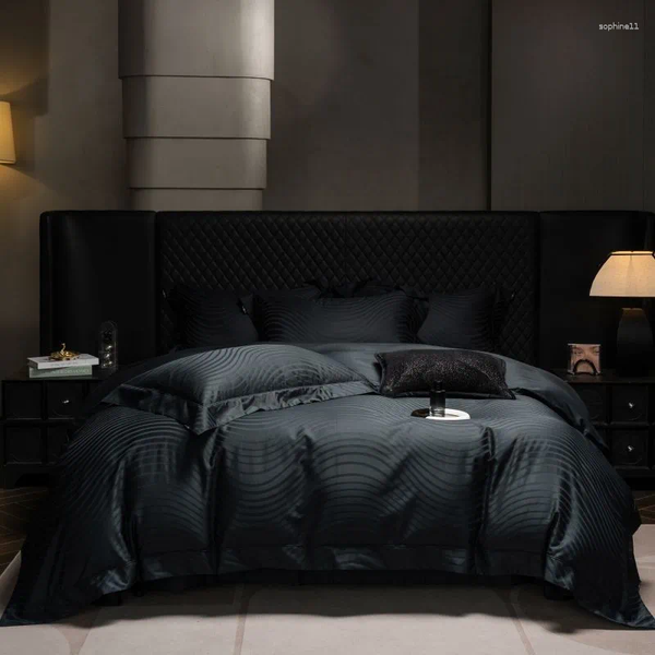 Bedding Sets Shabby Chic Boho Deep Gray Arch Design Duvet Cover 1000TC Egyptian Cotton Soft Silky Set Fitted-Flat Sheet Pillowcases