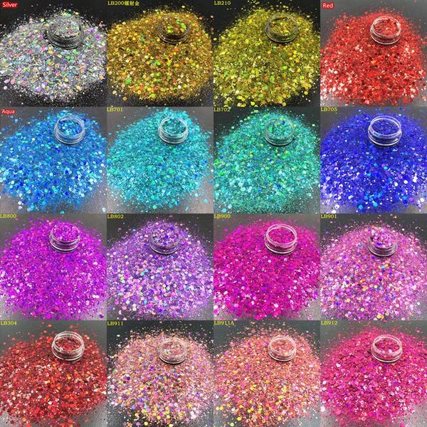 Wholesale 1KG Laser Hexagon Holographic Chunky Glitter Nail Tips Glitter Powder Mermaid Flakes Sparkly Glitter Resin Crystal 240625