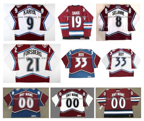 CCM Avalanche PAUL KARIYA Hockey Jersey ROB BLAKE TEEMU SELANNE THEOREN FLEURY Joe Sakic Claude Lemieux PETER FORSBERG Patrick Roy RAY BOURQ