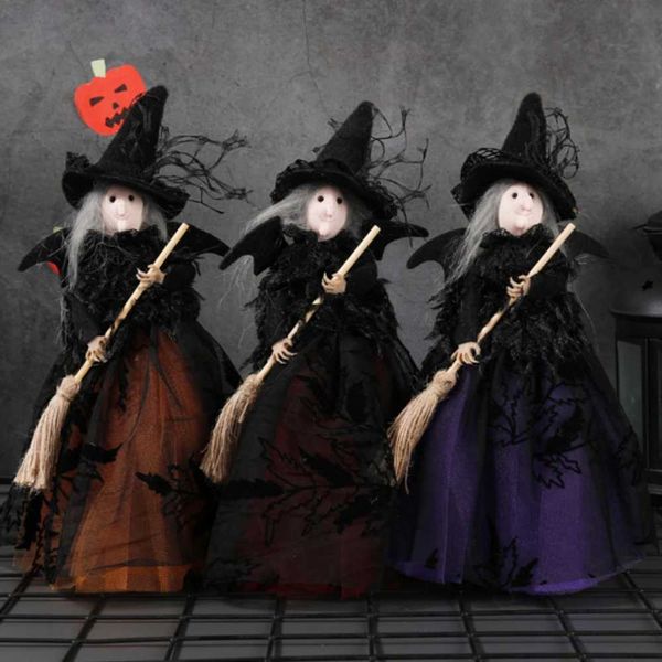Halloween Broom Witch Decoration Creepy Ghost Day Bar Haunted House Party Desktop Witch Ornament Home Decor SuppliesCL240725