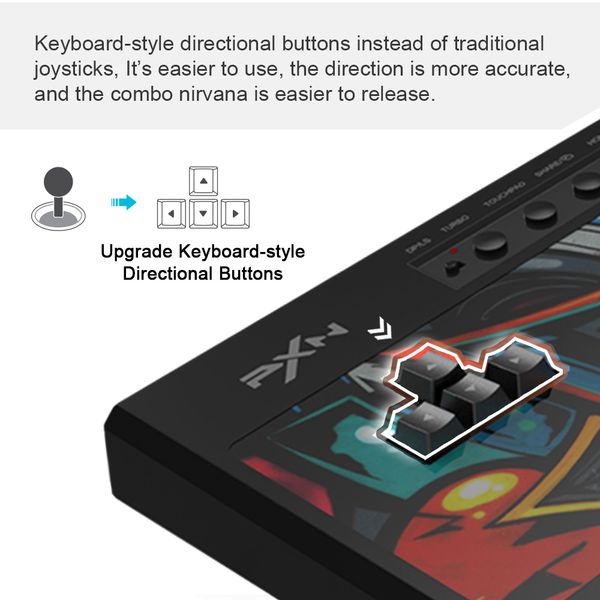 Arcade Fight Stick PXN X8 Joystick Wired Game Controller Fighting Stick for PC-Android-PS3-PS4-Nintendo Switch