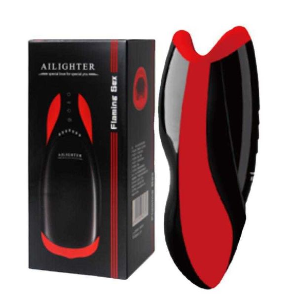 Masturbators Alite Flaming Red Lip Deep Throat Sucking Aircraft Cup Fully Automatic Vibrating Voice Mouth Charming Male Masturator