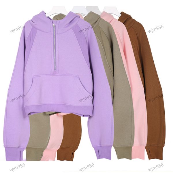 Yoga Womens Hoodie jacket Half Zip collar align sweater zipper pullover loose long sleeve Autumn and winter Ladies designer chothing workout