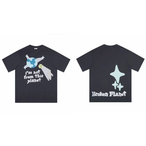 Broken Hearts Tshirt Foping Printing Beauty Tide Summer Menções Loose T-shirt Manga curta High Street Casual Crew Neck T camisetas Planejada