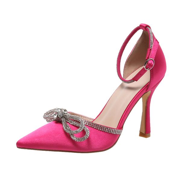 New shoes European and American spot bow,Designer shoes pointed fashion, high heel women&#039;s shoes, buckle women&#039;s fashion single sh