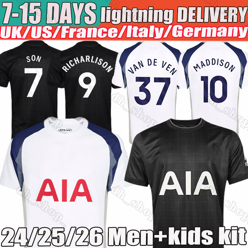 24 25 26 Season tottenaham Soccer Jerseys TEL SOLANKE SON MADDISON KULUSEVSKI RICHARLISON ROMERO VAN DE VEN BISSOUMA 2025 mens kit kids equipments