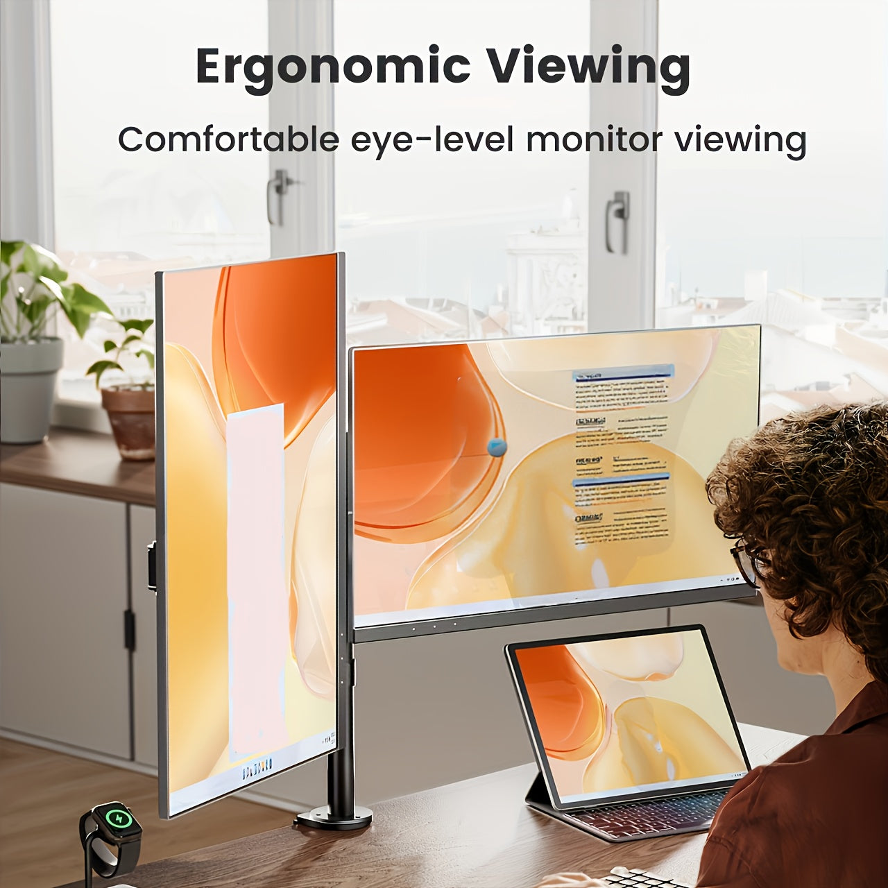 TEMU Dreamsmith Black Dual Monitor Stand Holds17.6lbs, Full Adjustable Single Monitor Desk Mount Swivel Vesa Bracket With C Clamp, Cable Management,