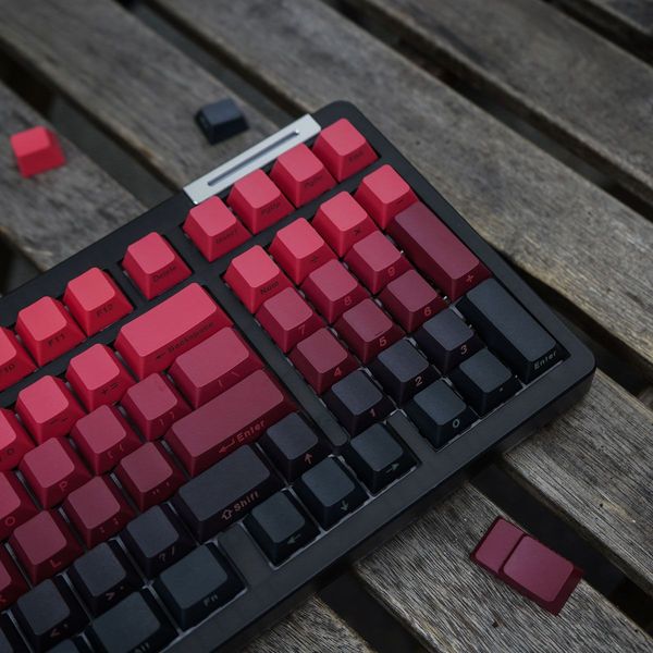 136 Key Red Black Cherry Profile Side Print PBT keycaps Double Shot Shine Through Backlit Key Caps For MX Mechanical Keyboard