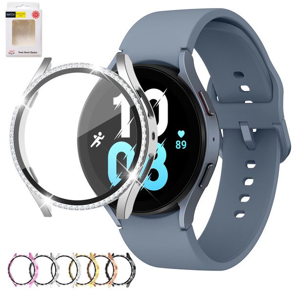 With box package Diamond Screen Protector watch Case for Samsung Watch 6 4-5 40mm 44mm Bg Crystal Full Cover Protective Cases PC Bumper