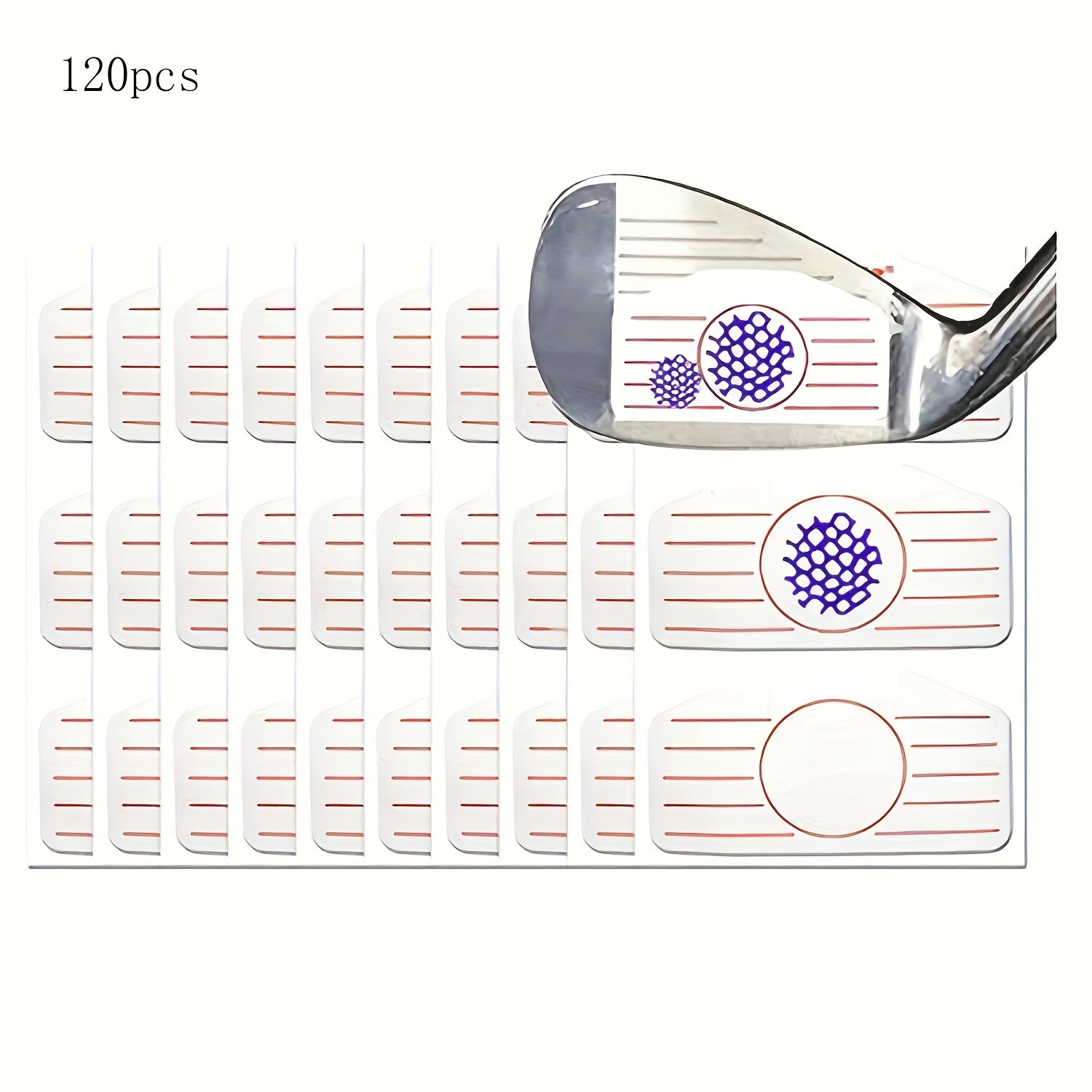 TEMU Blue Impact Tape Labels For Stickers, Used For Swing Training Iron And Woods Hitting Recorder 120pcs, Golf Practice Aid, Impact Stickers Design,