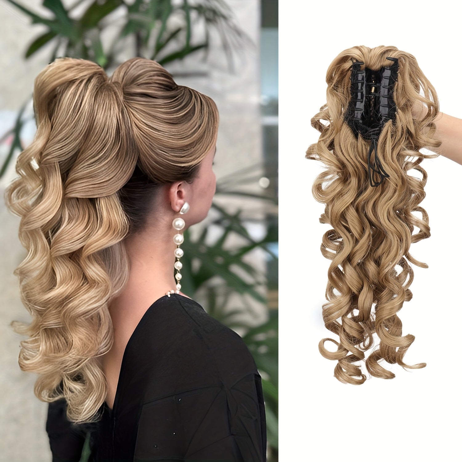 TEMU Vintage Ponytail Wig - Stylish Synthetic Heat-resistant Hairpiece For Casual Attire, Perfect For Halloween And Christmas Celebrations