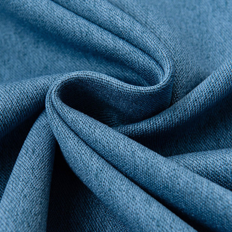 A952 full blackout curtain cloth new Chinese style soundproof living room bedroom solid color splicing cotton and linen finished curtain