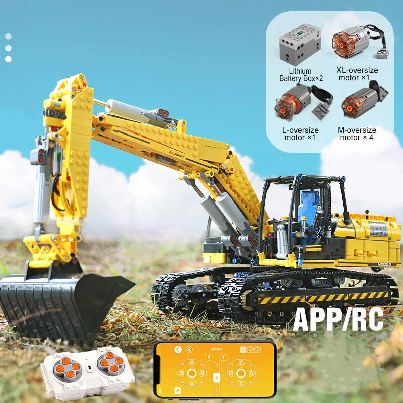 The Excavator Truck Building Blocks Mould King 13112 Kits Motorized Link Belt 250 X 3-PF Version Tracked Truck Model Education Assembly Bricks Kids