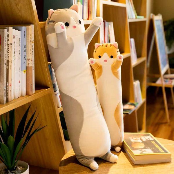 50CM Kawaii Plushies Long Cat Pillow Soft Sleeping Cushion Cute Pillows Stuffed Animal Dolls Toy Children Girls Valentines Y240801