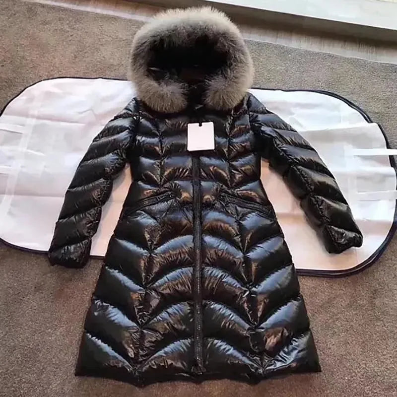 Designer Womens Long Down Puffer Jackets Coat With Fur Collar Women Embroidered Letter Badge Fulmarus Winter Jacket Outerwear Clothing