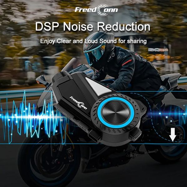 Motorcycle Freedconn Helmet Camera Intercom DVR Headset Bluetooth Dash Cam WiFi Video Recorder 1440P APP Music FM Motor Dashcam cam