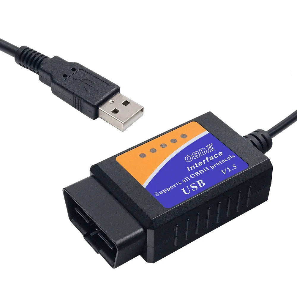 ELM327 USB V1.5 OBD2 Scanner with CD Manual OBDII Automotive Fault Detector