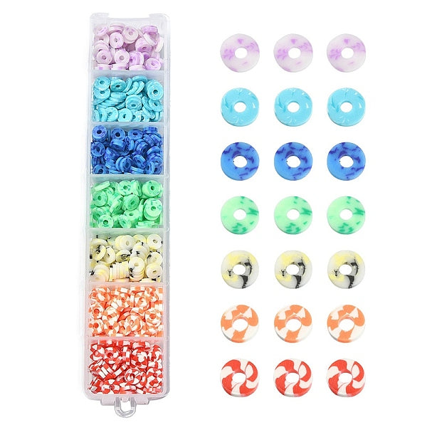 658Pcs 7 Colors Handmade Polymer Clay Beads